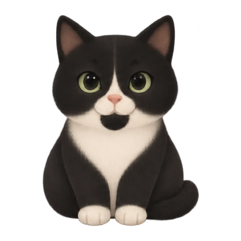 Example: Pepper, a tuxedo cat, drawn from one photo as a paper puppet
